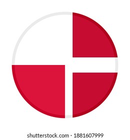 rundes Symbol mit Polen- und Dänemark-Flaggen einzeln auf weißem Hintergrund