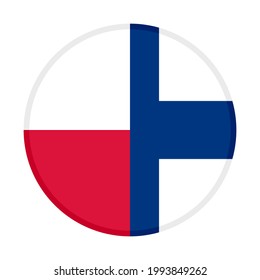 rundes Symbol mit Polen und finnischen Flaggen einzeln auf weißem Hintergrund
