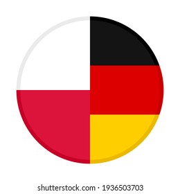 round icon with poland and germany flags, isolated on white background