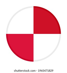 round icon with poland and indonesia flags isolated on white background
