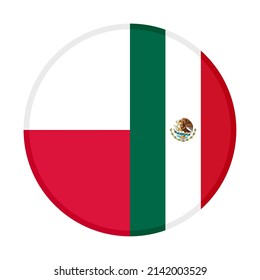 round icon of poland and mexico flags. vector illustration isolated on white background