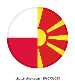 round icon with poland and north macedonia flags isolated on white background

