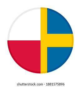 
round icon with poland and sweden flags isolated on white background
