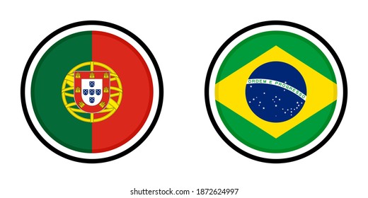 round icon with portugal and brazil flags