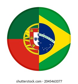 round icon with portugal and brazil flags isolated on white background. vector illustration
