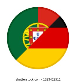 round icon with portugal and germany flags, isolated on white background