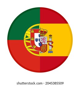 round icon with portugal and spain flags isolated on white background
