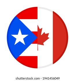 round icon with puerto rico and canada flags isolated on white background

