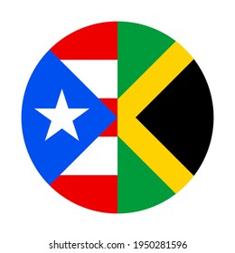 round icon with puerto rico and jamaica flags isolated on white background
