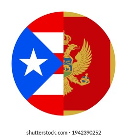 round icon with puerto rico and montenegro flags isolated on white background
