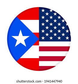 round icon with puerto rico and united states flags isolated on white background

