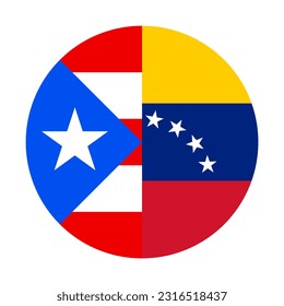 round icon of puerto rico and venezuela flags. vector illustration isolated on white background