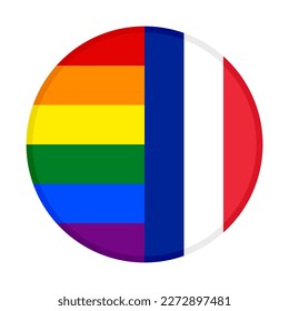 round icon of rainbow and france flags. vector illustration isolated on white background