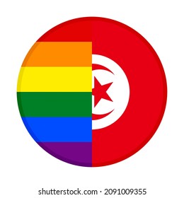icono circular con banderas arcoiris y túnez. ilustración vectorial aislada en fondo blanco