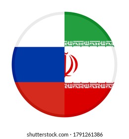 round icon with russia and iran flags