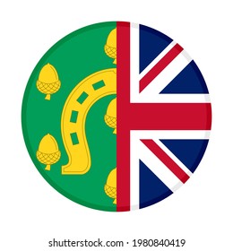round icon with rutland and united kingdom flags isolated on white background
