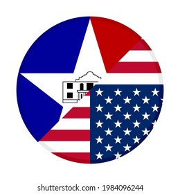 round icon with san antonio and united states of america flags isolated on white background