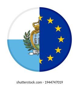 round icon with san marino and european union flags isolated on white background
