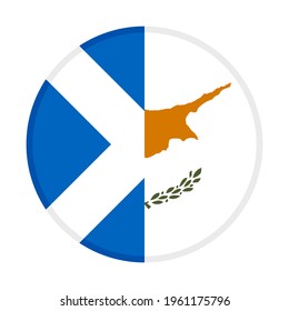 round icon with scotland and cyprus flags isolated on white background
