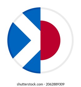 round icon with scotland and japan flags, isolated on white background
