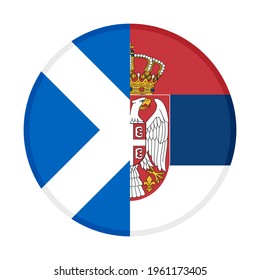 Round Icon With Scotland And Serbia Flags Isolated On White Background
