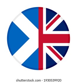 round icon with scotland and united kingdom flags isolated on white background
