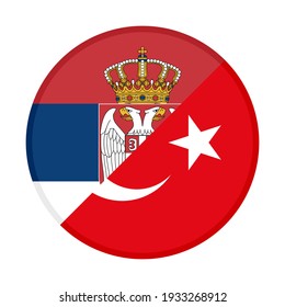 round icon with serbia and turkey flags isolated on white background
