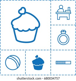 Round icon. set of 6 round filled and outline icons such as muffin, ball, table, ring