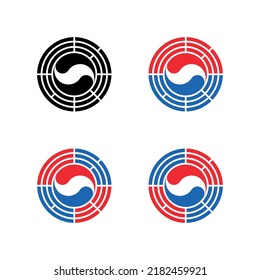 Round Icon Set. Korea Logo Design. Vector Illustration