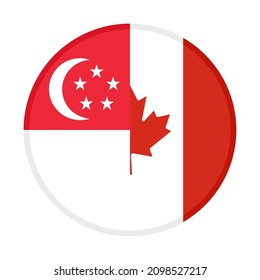 round icon with singapore and canada flags. vector illustration isolated on white background
