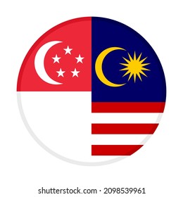 round icon with singapore and malaysia flags. vector illustration isolated on white background
