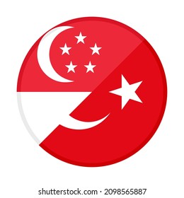 round icon with singapore and turkey flags. vector illustration isolated on white background
