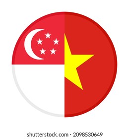 round icon with singapore and vietnam flags. vector illustration isolated on white background
