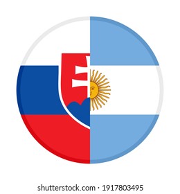 round icon with slovakia and argentina flags, isolated on white background
