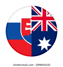 round icon with slovakia and australia flags. vector illustration isolated on white background
