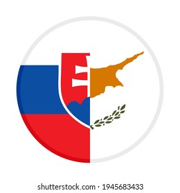 round icon with slovakia and cyprus flags isolated on white background

