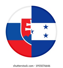 round icon with slovakia and honduras flags isolated on white background
