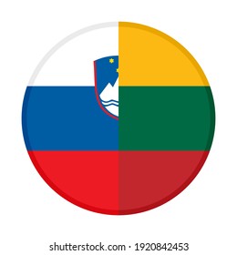 icono circular con banderas eslovenia y lituania, aislado en fondo blanco
