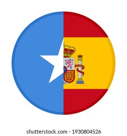 round icon with somalia and spain flags isolated on white background
