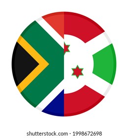 round icon with south africa and burundi flags isolated on white background
