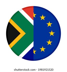 round icon with south africa and european union flags isolated on white background
