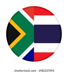 round icon with south africa and thailand flags isolated on white background
