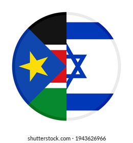 Round Icon With South Sudan And Israel Flags Isolated On White Background
