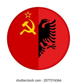 round icon with soviet union and albania flags isolated on white background
