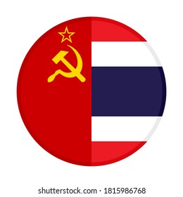 rundes Symbol mit Sowjetunion und Thailand-Flaggen einzeln auf weißem Hintergrund