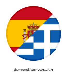 round icon with spain and greece flags isolated on white background
