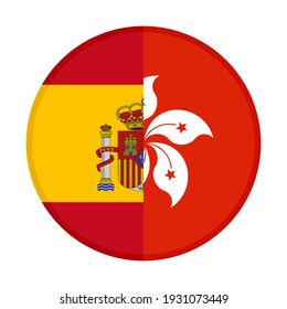 icono circular con banderas españa y hong kong aisladas en fondo blanco
