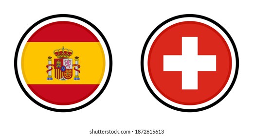 round icon with spain and switzerland flags