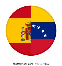 round icon with spain and venezuela flags isolated on white background
