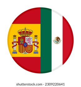 icono de la ronda de banderas españolas y mexicanas. iluminación vectorial aislada en fondo blanco